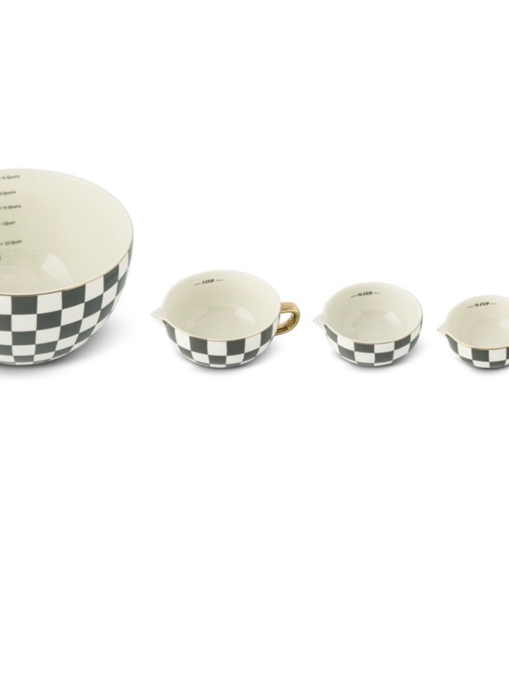 Checkerboard Mixing Bowl Set in Black and White - Picture 2 of 2